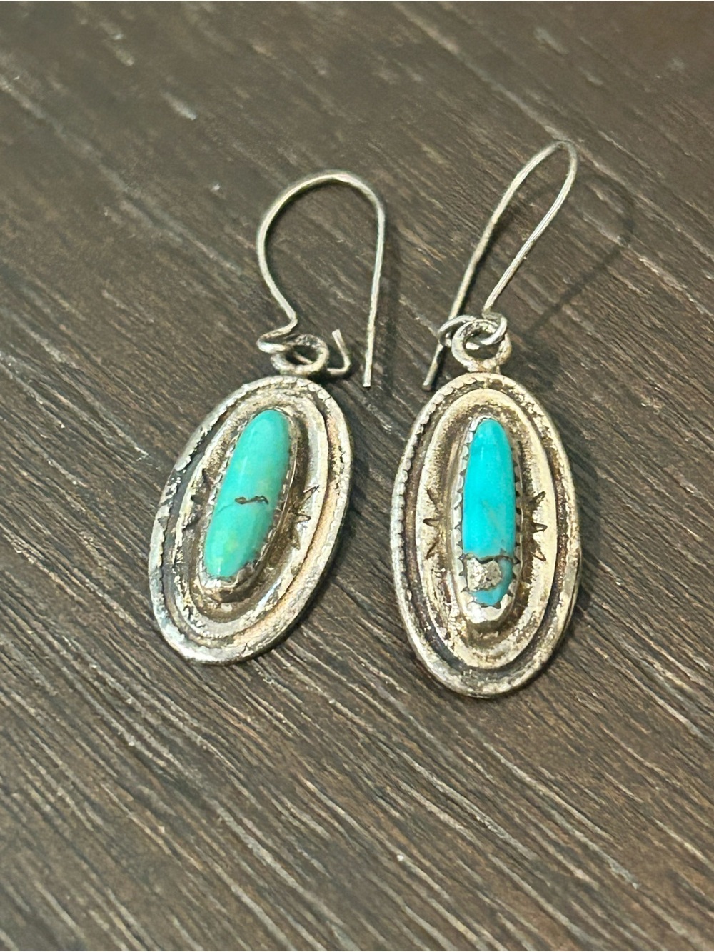 Vintage Turquoise earrings stamped W sterling